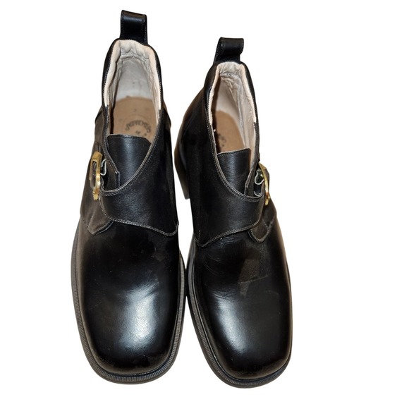 Botas y Botines Ramon Black Leather Monk Strap Ankle Boots Square Toe Mens 8 main image 4